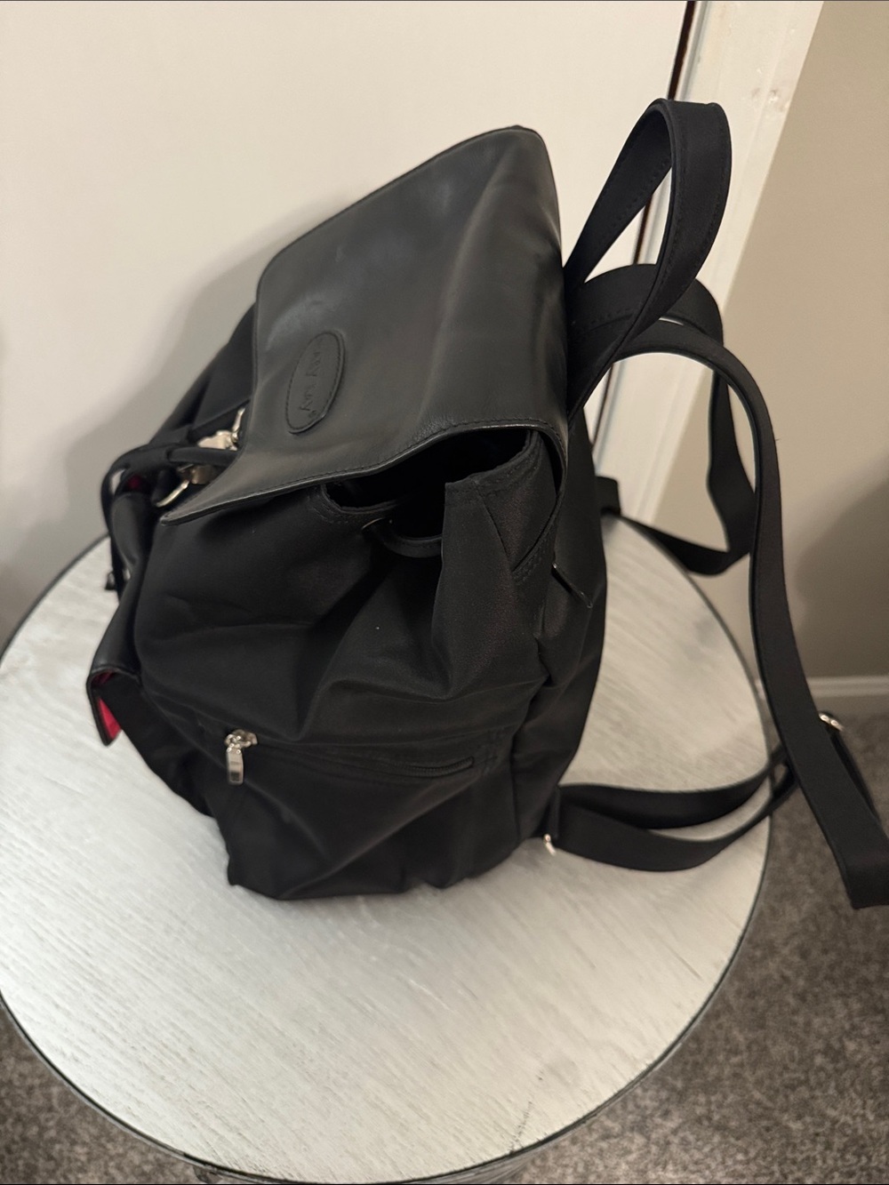 Mary Kay Black Nylon Backpack with Leather Trim - Picture 2 of 6